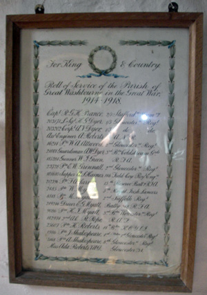 Great Washbourne Roll of Honour