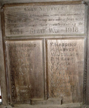 Coln St Denys Roll of Honour