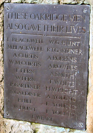 Oakridge Lynch World War 1 Memorial