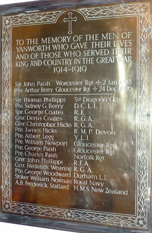 Yanworth Roll of Honour